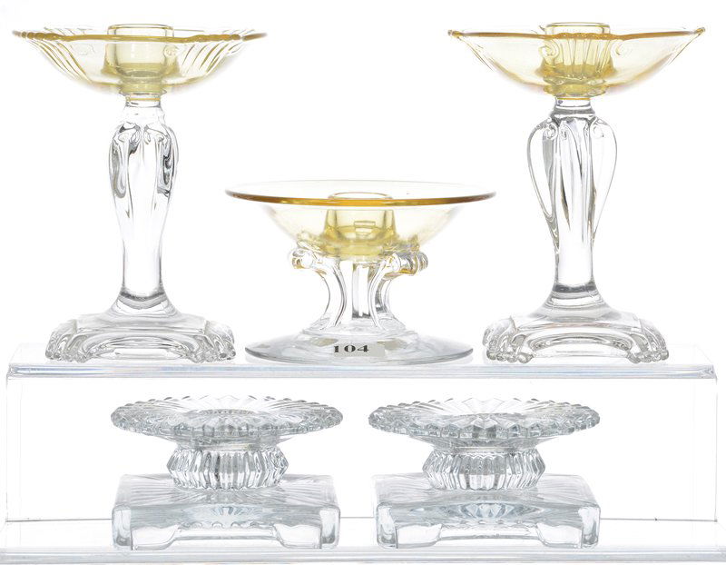 (5) ASSORTED ART GLASS CANDLESTICK HOLDERS (1 of 3)