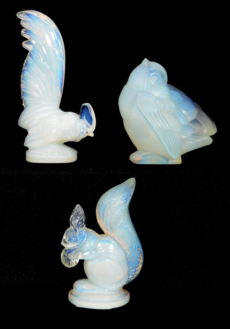 (3) OPALESCENT ART GLASS FIGURAL ANIMALS (1 of 5)