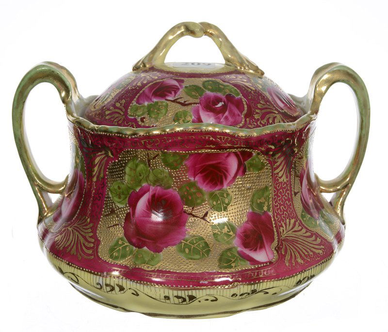 5 1/2" X 7 1/2" UNMARKED NIPPON TWO-HANDLED CRACKER JAR (1 of 3)