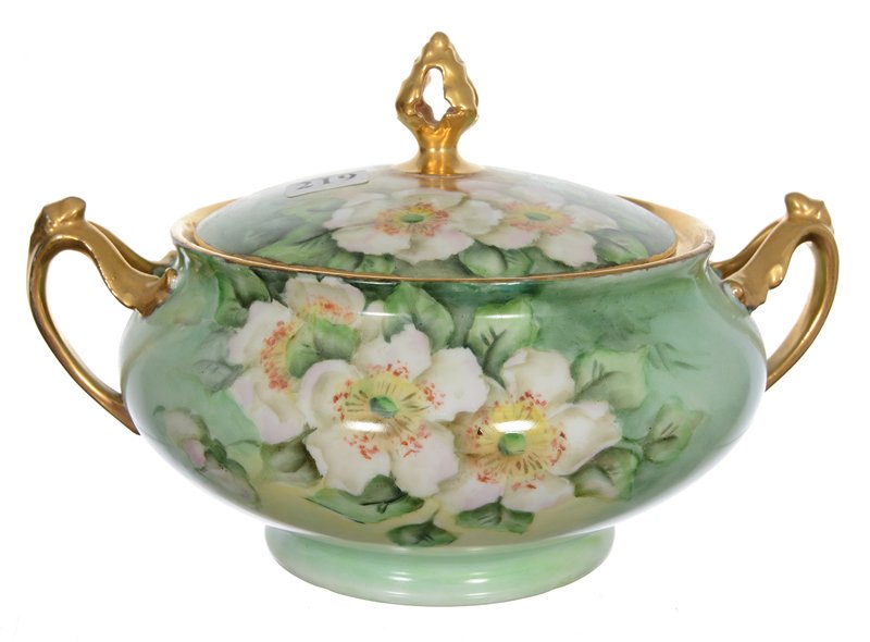 6" X 9" MARKED LIMOGES TWO-HANDLED CRACKER JAR (1 of 3)