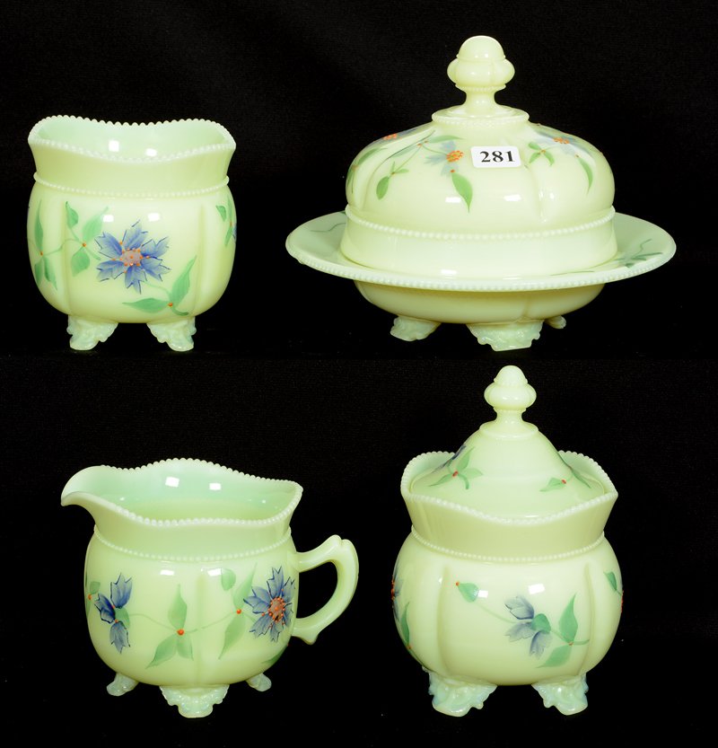 FOUR PIECE CUSTARD GLASS GEORGIA GEM TABLE SET BY (1 of 2)