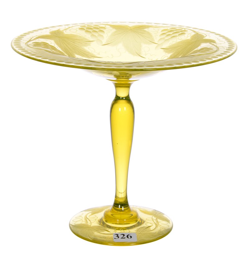 7 1/4" X 8 1/4" SOLID VASELINE ABCG COMPOTE BY (1 of 2)