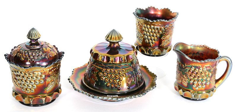 NORTHWOOD GRAPE & CABLE FOUR PIECE AMETHYST TABLE SET (1 of 3)