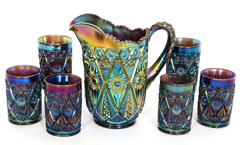 SEVEN PIECE IMPERIAL DIAMOND LACE AMETHYST WATER SET (1 of 2)