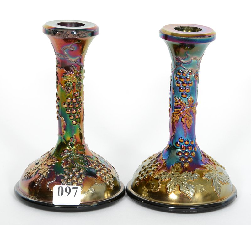 PAIR NORTHWOOD GRAPE & CABLE AMETHYST CANDLE HOLDERS (1 of 3)