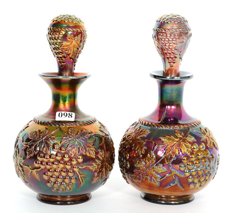 PAIR NORTHWOOD GRAPE & CABLE AMETHYST COLOGNE BOTTLES (1 of 3)