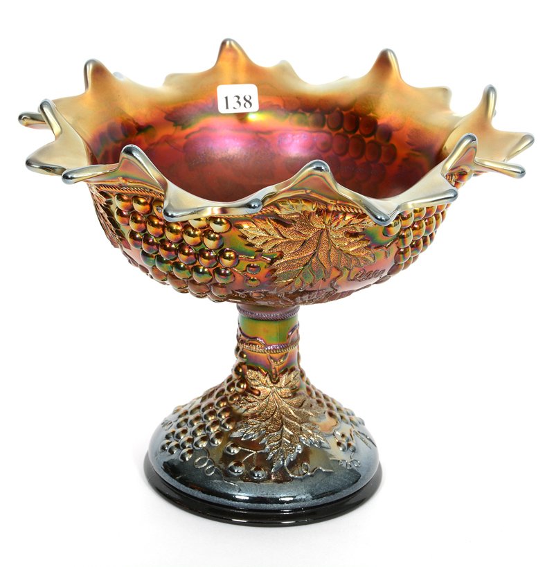 8" X 10" NORTHWOOD GRAPE AND CABLE AMETHYST OPEN: 8" X 10" NORTHWOOD GRAPE AND CABLE AMETHYST OPEN COMPOTE