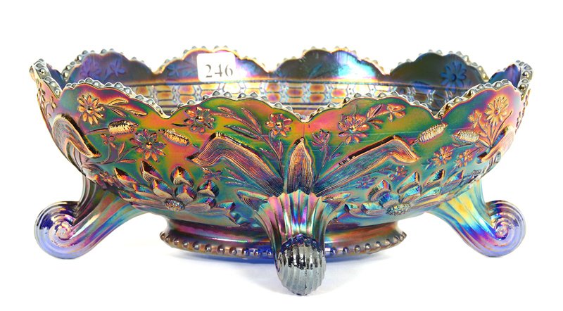 FENTON THISTLE BLUE FOUR-FOOTED BANANA BOWL (1 of 3)