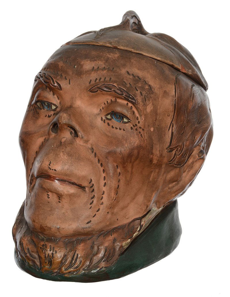 6" WELLER ART POTTERY FIGURAL HUMIDOR (1 of 5)