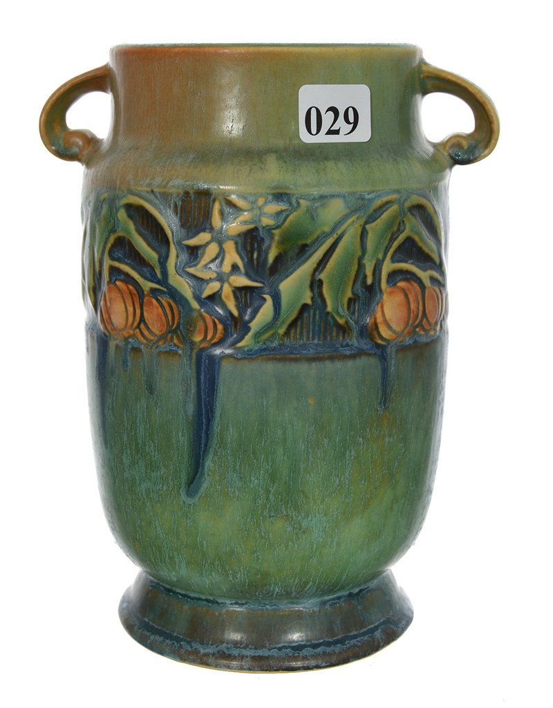 ROSEVILLE ART POTTERY 7 1/4" TWO HANDLED VASE (1 of 3)