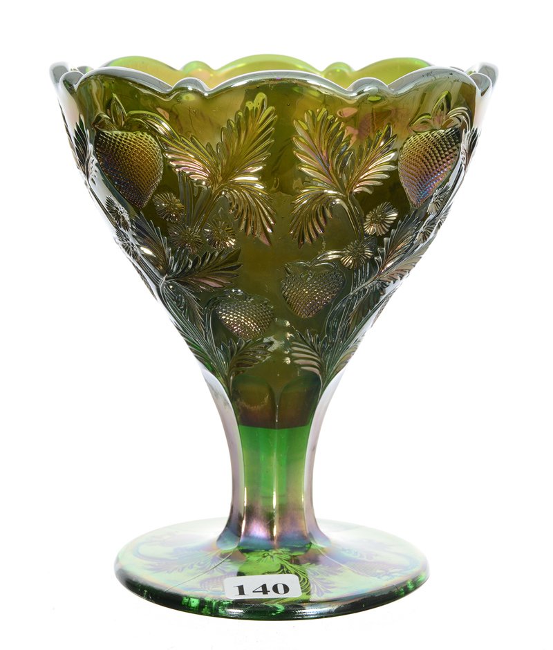 6" X 5 1/4" CARNIVAL GLASS INVERTED STRAWBERRY PATTERN (1 of 3)