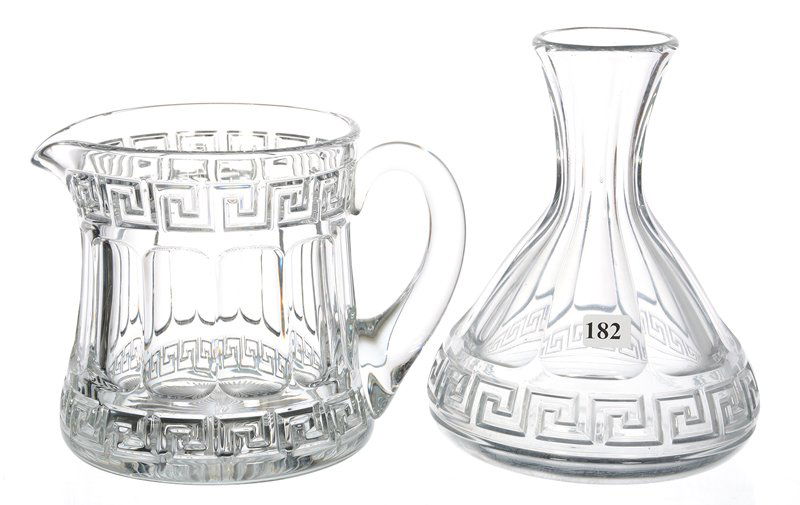 (2) HEISEY CLEAR CRYSTAL GREEK KEY ITEMS (1 of 3)