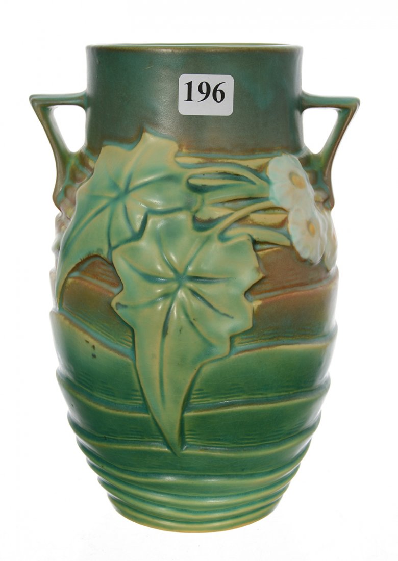 ROSEVILLE ART POTTERY 8 1/4" X 5 1/2" TWO HANDLED VASE (1 of 3)