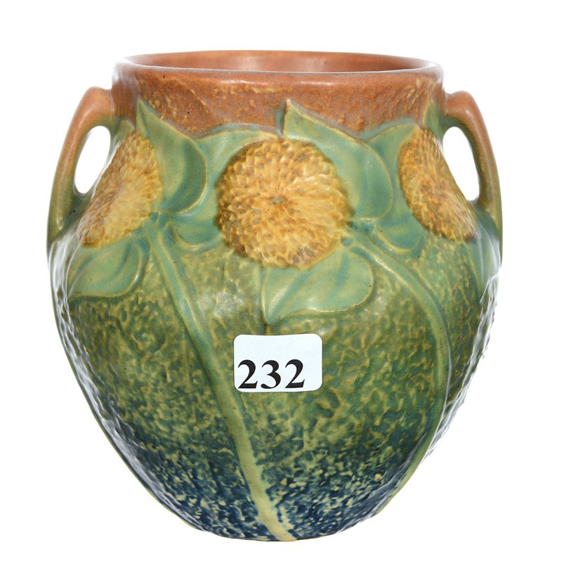 ROSEVILLE ART POTTERY 5" TWO HANDLED VASE (1 of 2)