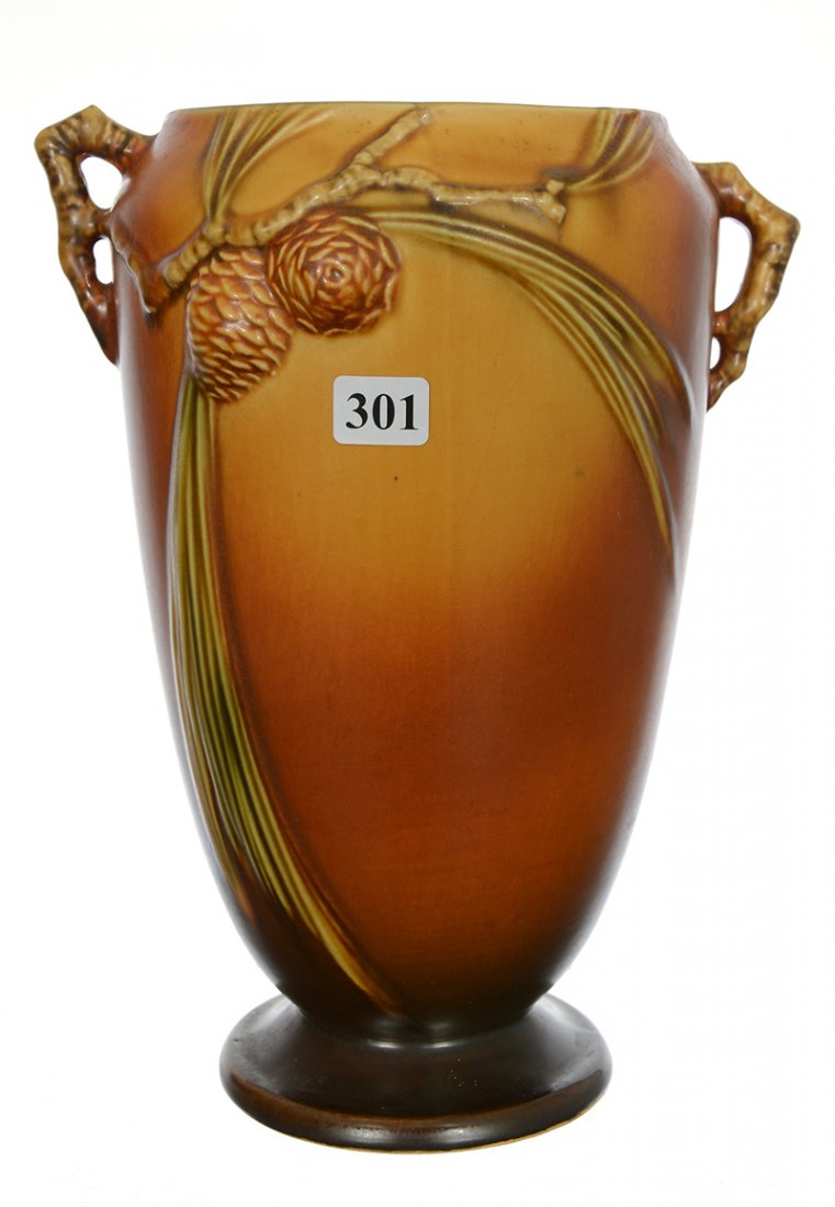 ROSEVILLE ART POTTERY #709-10" TWO HANDLED VASE (1 of 2)