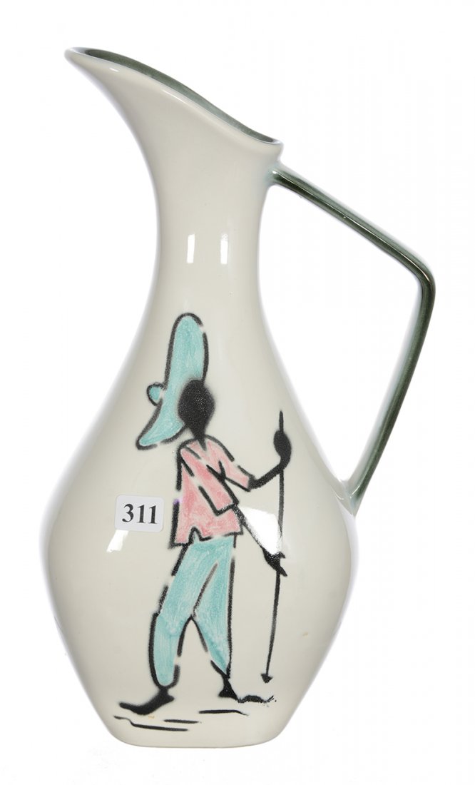 HULL ART POTTERY #56 HANDLED EWER (1 of 2)