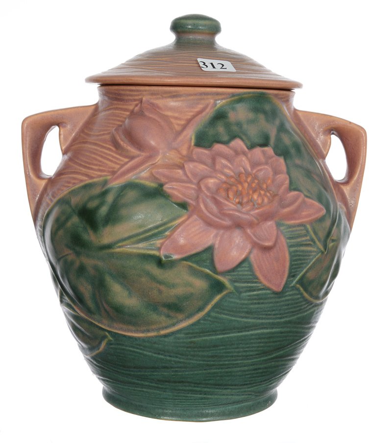 ROSEVILLE ART POTTERY #1-8" TWO HANDLED COOKIE JAR (1 of 3)