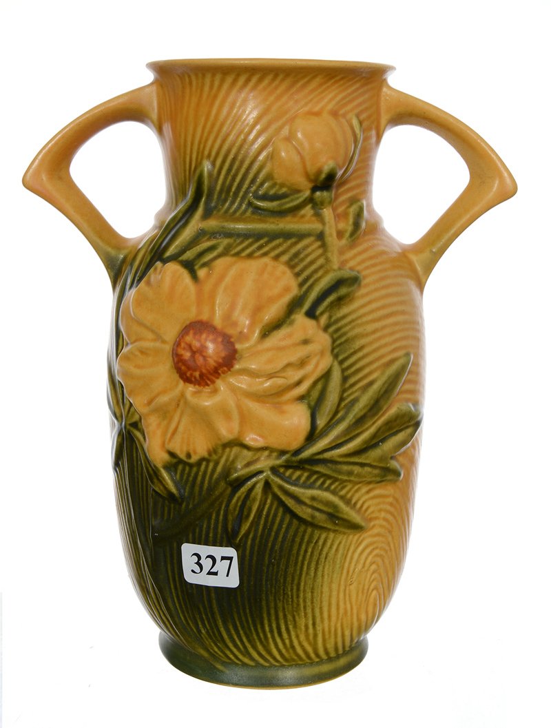 ROSEVILLE ART POTTERY #64-9" TWO HANDLED VASE (1 of 2)