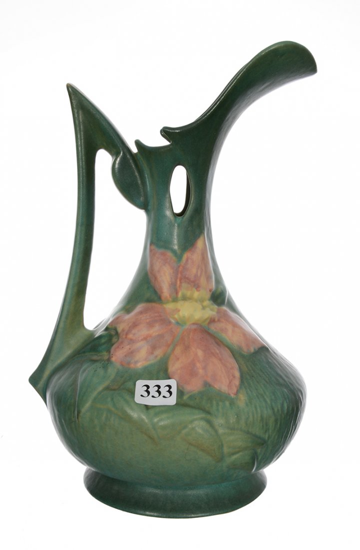 ROSEVILLE ART POTTERY #17-10" HANDLED EWER (1 of 2)