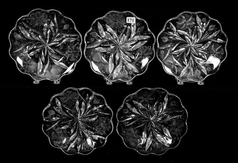 (5) PLATES - 7" - ABCG - SIGNED HAWKES GRAVIC GLASS (1 of 3)