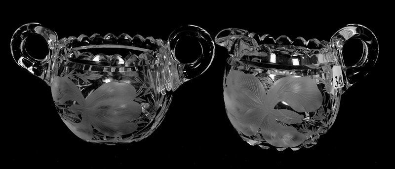 CREAMER AND SUGAR - ABCG - SIGNED HAWKES GRAVIC GLASS (1 of 3)