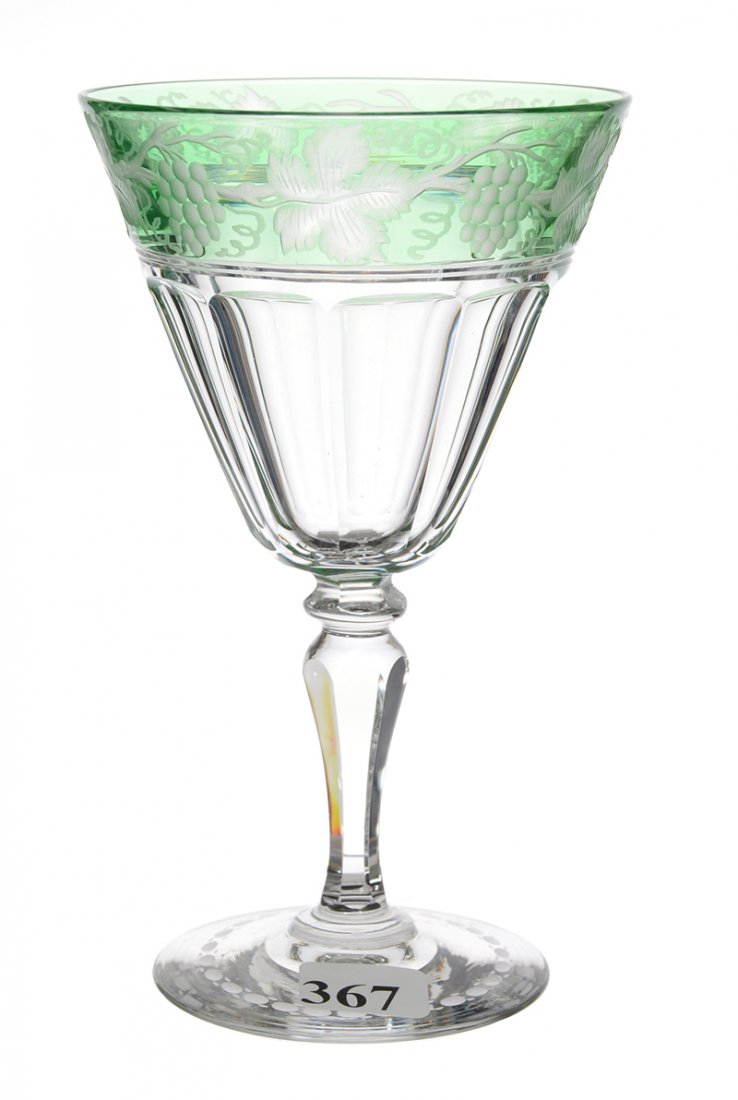 GOBLET - 6" - ABCG - SIGNED SINCLAIRE GREEN CUT TO (1 of 3)