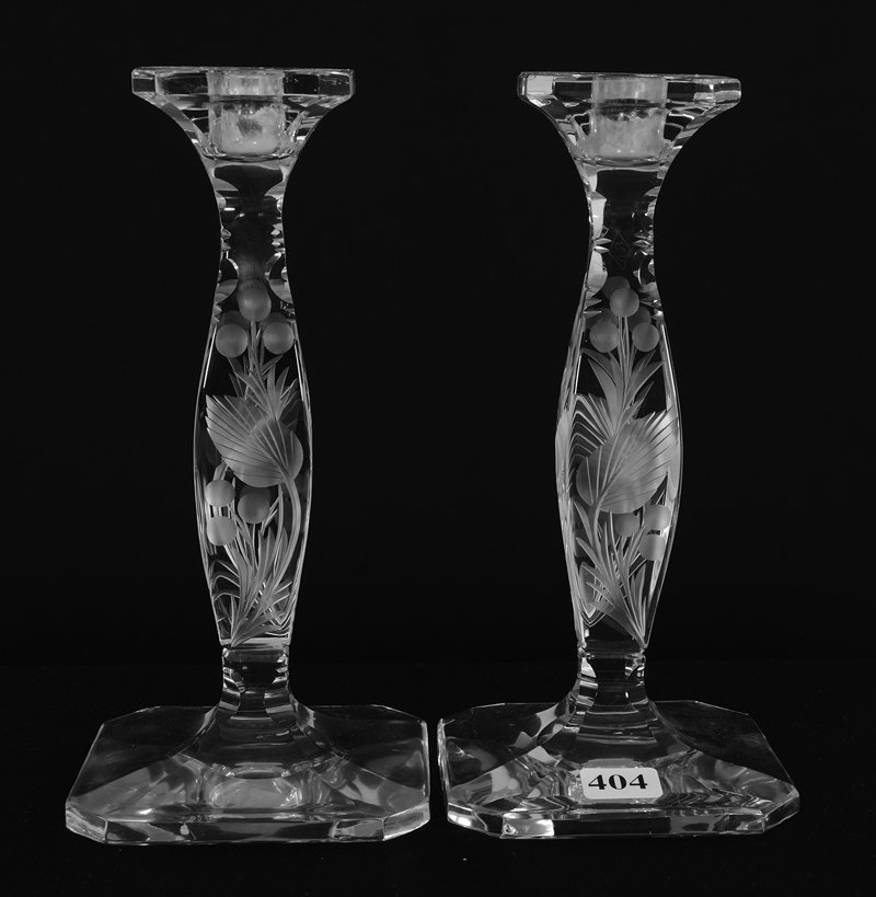 PAIR CANDLESTICK HOLDERS - 8 1/4" (1 of 3)