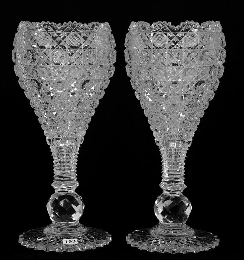PAIR CHALICE SHAPED VASES - 13 3/4" - ABCG (1 of 3)