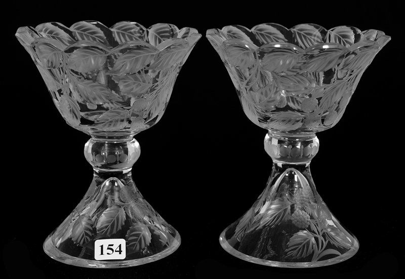 PAIR COMPOTES - 6 1/2" X 5 1/2" - ABCG - SIGNED TUTHILL (1 of 3)