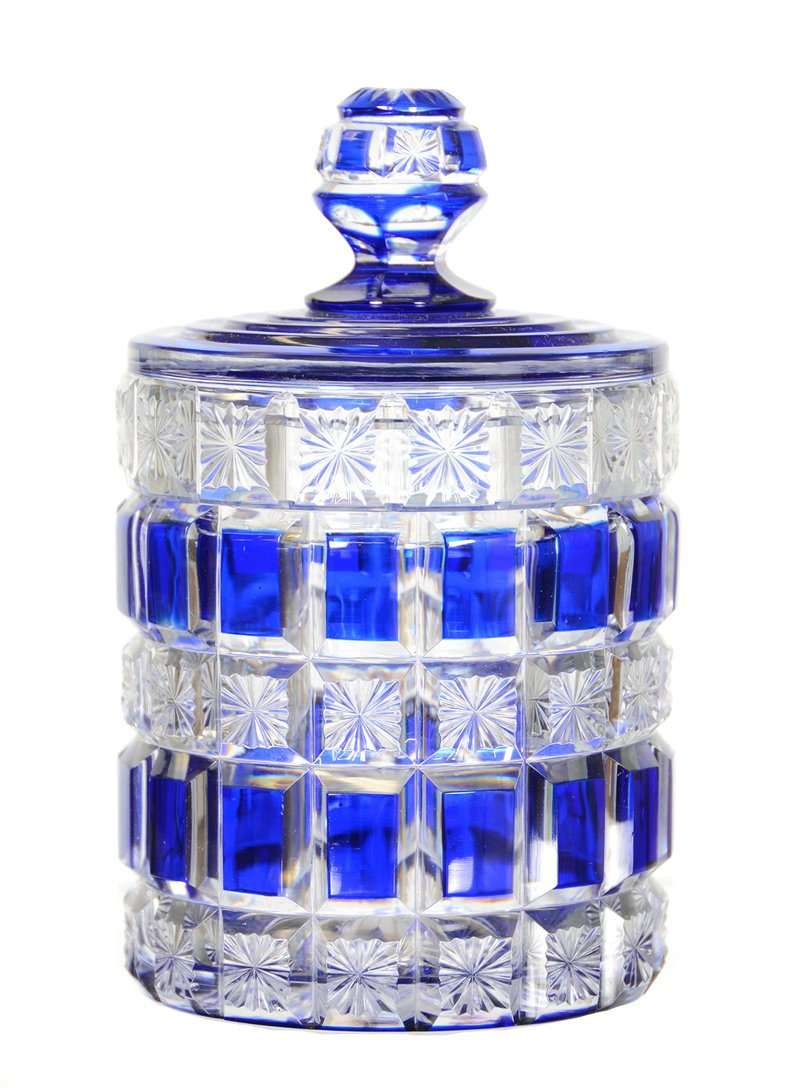 COVERED BOX - 5 3/4" X 3 1/2" - ABCG - COBALT BLUE CUT (1 of 2)