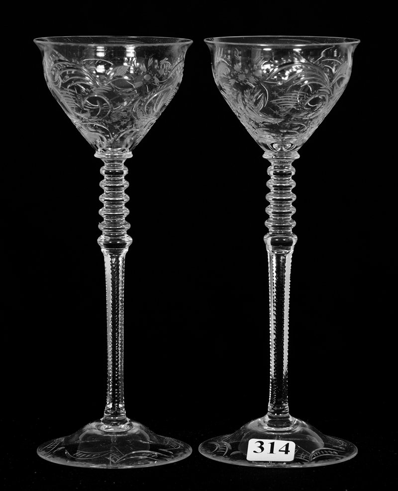 PAIR TOASTING WINES - 7 3/4" - ABCG (1 of 2)