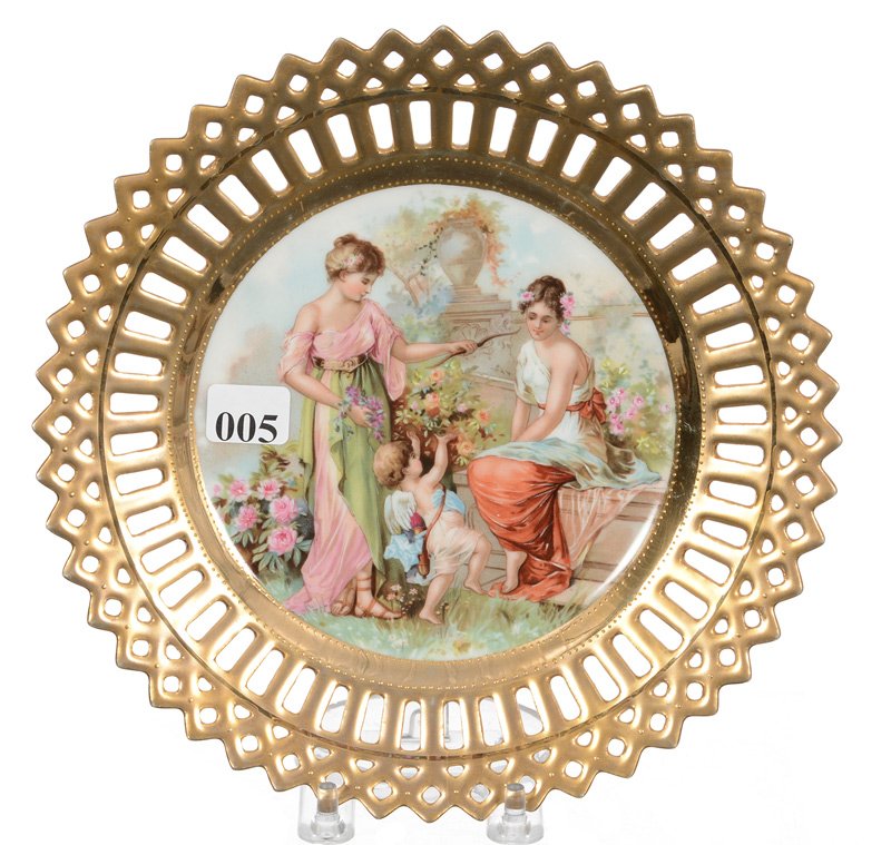 8 1/2" MARKED E.S.PRUSSIA HANDPAINTED PLATE (1 of 3)