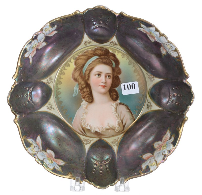 9 1/4" UNMARKED PRUSSIA SCALLOPED AND FLORAL MOLD BOWL (1 of 3)