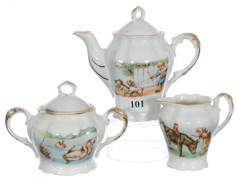UNMARKED GERMANY CHILD'S THREE PIECE TEA SET (1 of 4)