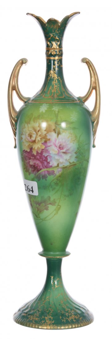 13" MARKED R.S.SUHL PEDESTAL TWO-HANDLED VASE (1 of 4)