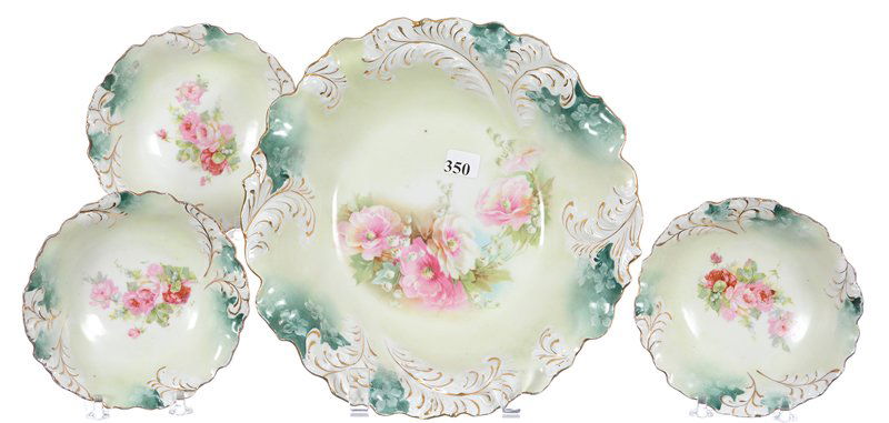 10 1/4" UNMARKED R.S.PRUSSIA PLUME MOLD BOWL WITH (3) (1 of 4)