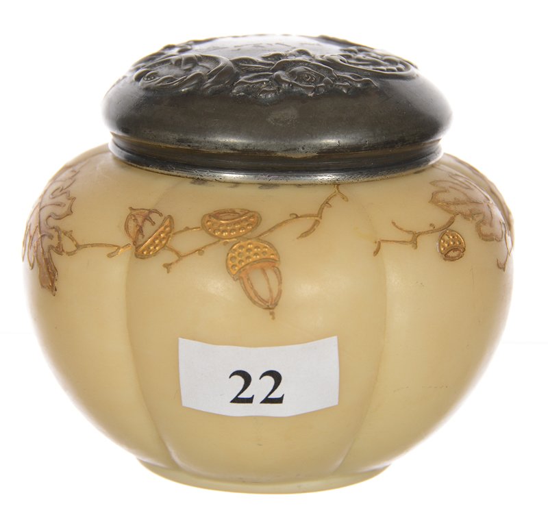 3 1/4" MARKED SMITH BROTHERS MELON RIBBED COVERED JAR (1 of 3)