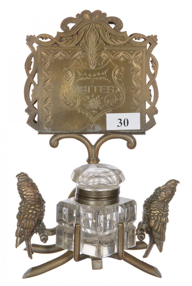 8" VICTORIAN CARD RECEIVER AND INK WELL STAND (1 of 4)