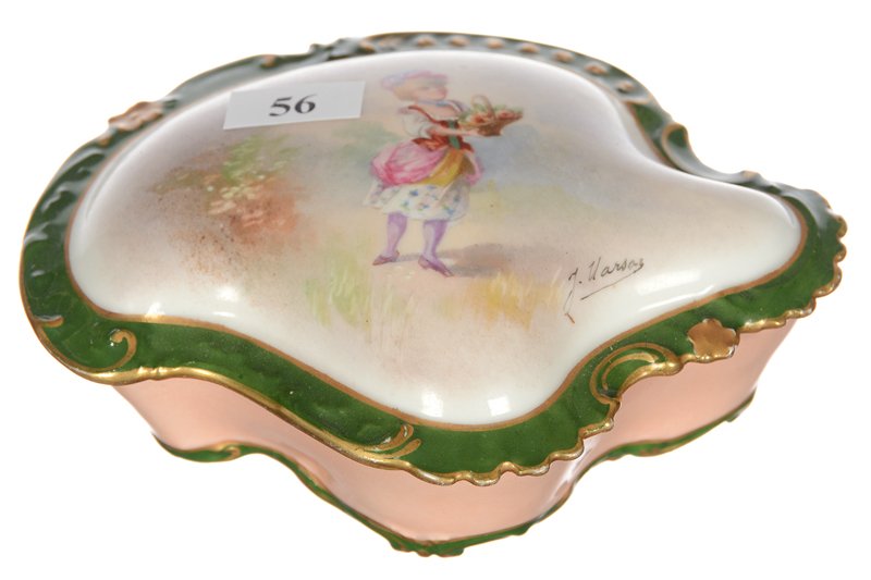 6" LIMOGES COVERED BOX, UNUSUAL SHAPE (1 of 3)