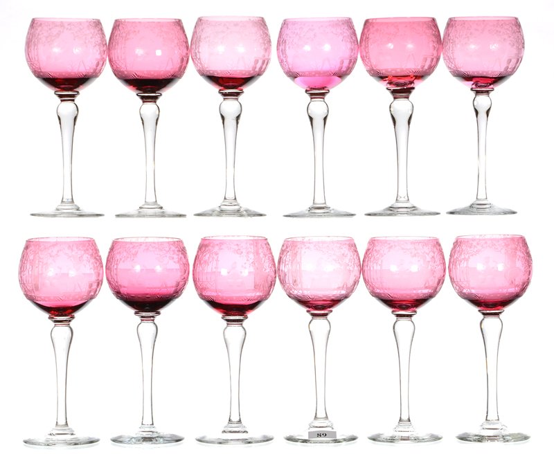 (12) 7 1/4" ITALIAN ART GLASS RHINE WINES (1 of 4)