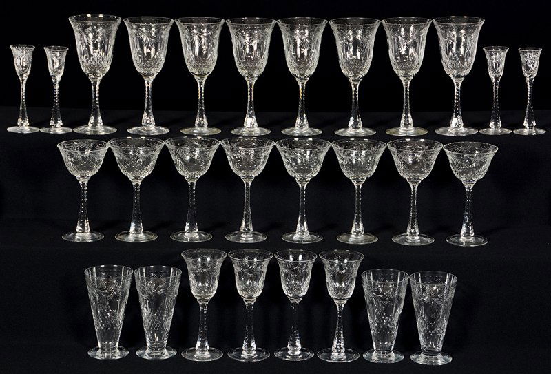 (28) STEMMED ITEMS WITH DIAMOND & LIGHTLY ENGRAVED (1 of 3)