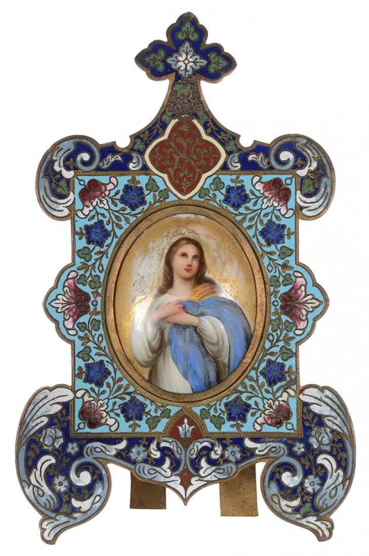 3 1/2" FRAMED HANDPAINTED OVAL PORCELAIN PORTRAIT (1 of 3)