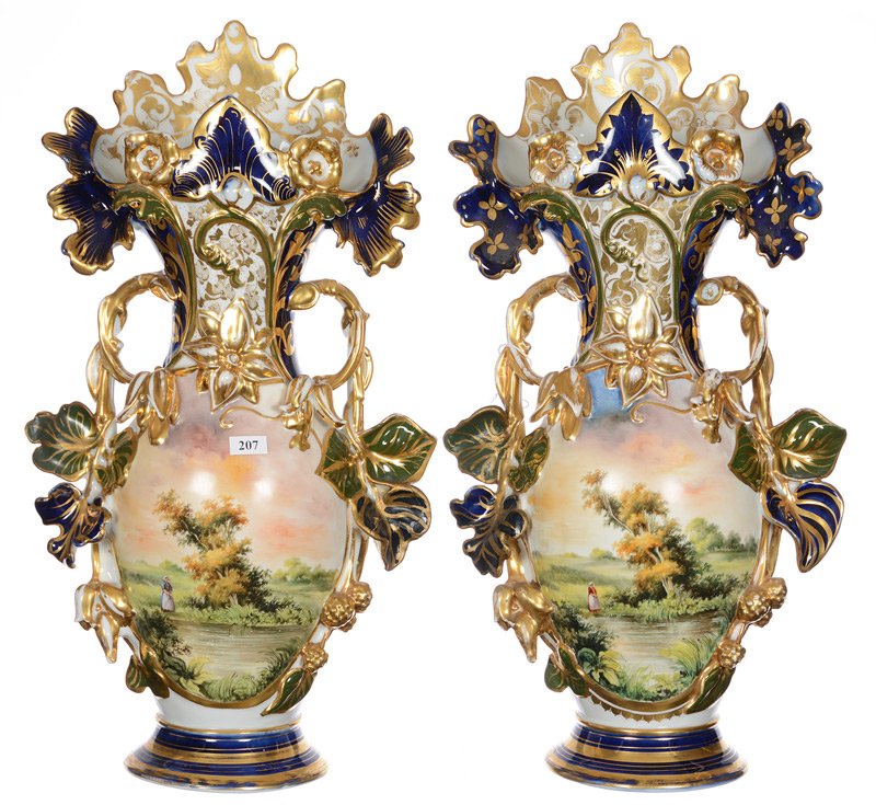 PAIR 20 1/2" OLD PARIS VASES (1 of 9)
