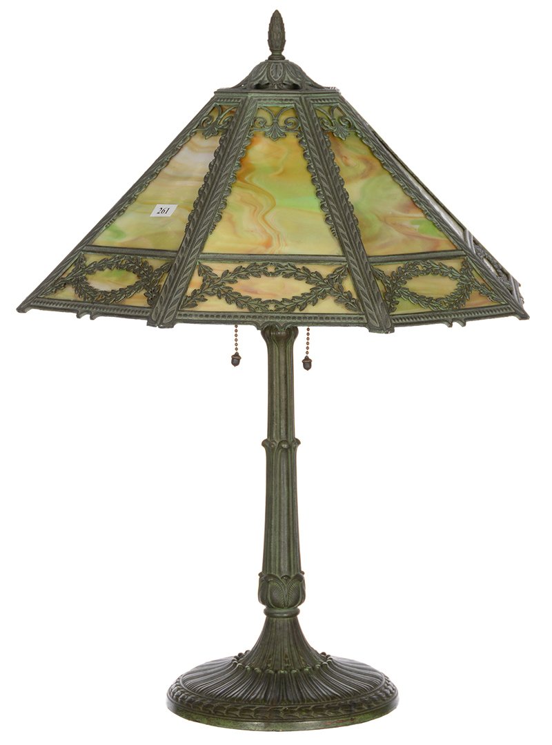 23" X 18" EIGHT-SIDED SLAG PANEL TABLE LAMP (1 of 2)
