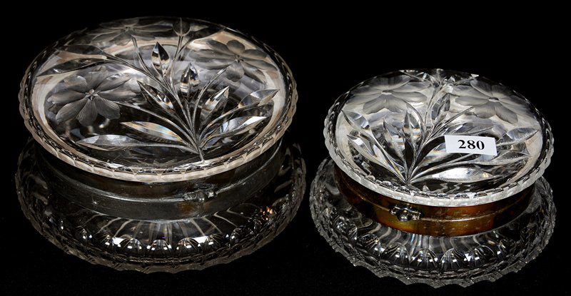 (2) AMERICAN BRILLIANT CUT GLASS ROUND HINGED JEWEL (1 of 2)