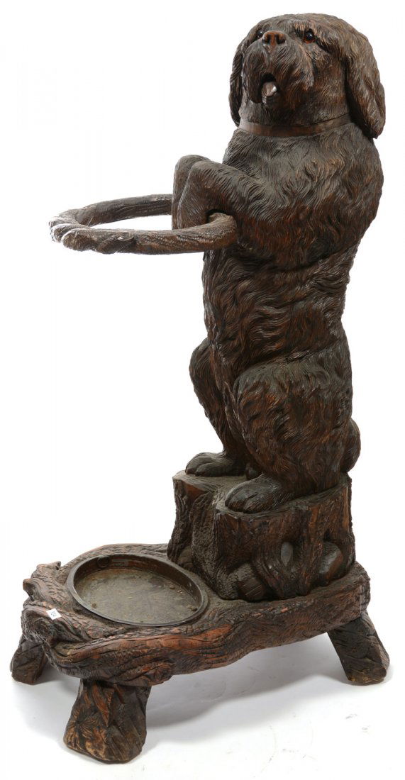 EXTREMELY RARE 36" CARVED FIGURAL UMBRELLA/CANE STAND (1 of 10)