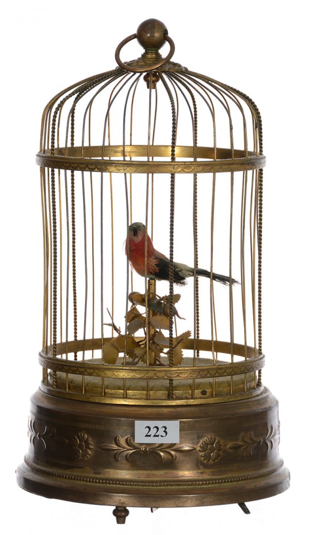 11" German Mechanical Bird Cage Music Box - Music Box: 11" German Mechanical Bird Cage Music Box - Music Box Is In Good Working Condition