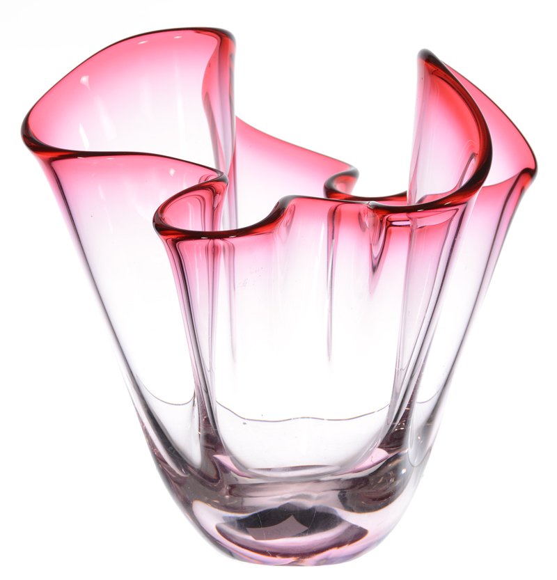 7 1/2" Marked Chalet Canadian Rubina Art Glass: 7 1/2" Marked Chalet Canadian Rubina Art Glass Handkerchief Vase