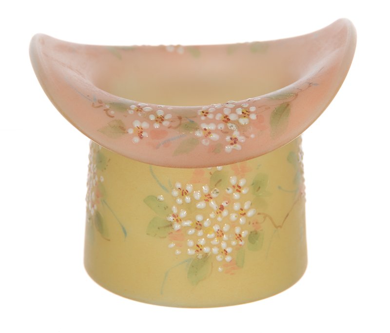 2 1/4" MT. WASHINGTON PINK AND YELLOW ART GLASS HAT (1 of 3)
