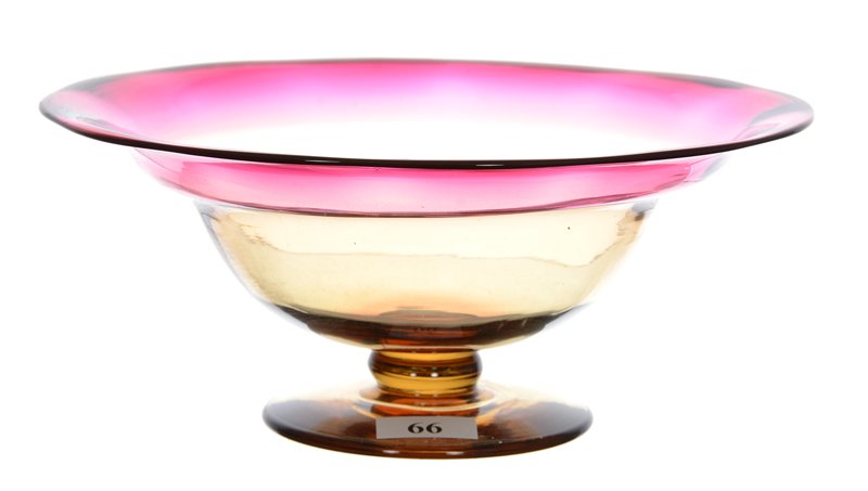 3 1/4" X 7 3/4" SIGNED LIBBEY AMBERINA ART GLASS (1 of 3)